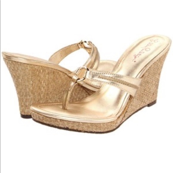 Lilly Pulitzer Gold McKim High Wedge sandals - Picture 2 of 15